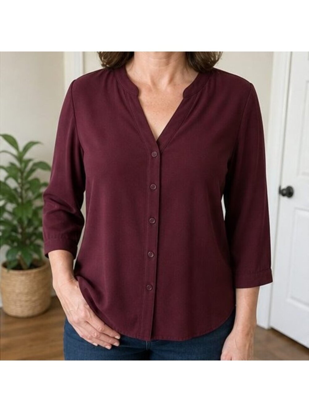 Burgundy Puff Sleeve Top